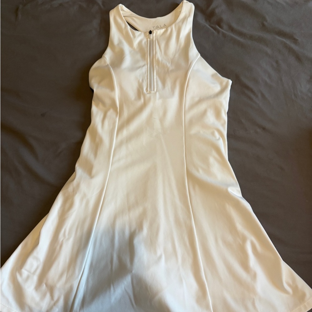 TALA Skinluxe White Racerback Zip-Front Dress